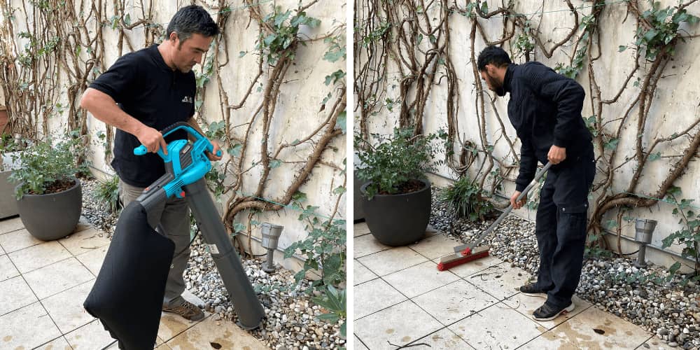 Einsatz unseres Teams bei der Holzterrassenreinigung