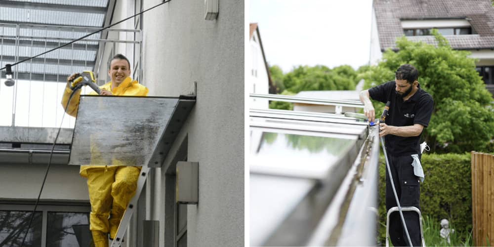 Einsatz unseres Teams bei einer Wintergartenreinigung